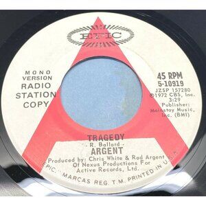 Argent Tragedy / Hes A Dynamo 45 Vinyl 70s Classic Rock Record Promo NM Epic